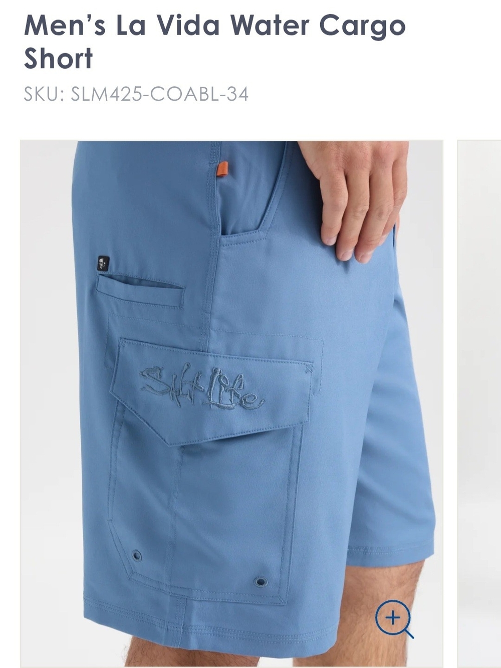 Salt Life Men's La Vida Water Cargo Short - Blue 38